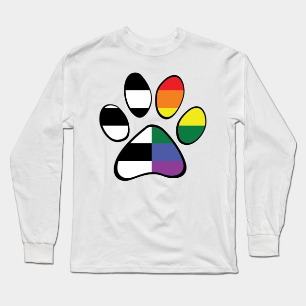 Straight Ally Pride Paw Long Sleeve T-Shirt by HyperOtterDesigns